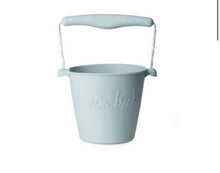 Load image into Gallery viewer, Scrunch Bucket/ Spade SET - Duck egg blue - comes with spade &amp; a set of  4 moulds
