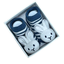 Load image into Gallery viewer, E S Kids - Socks with Rattles - Bunny 0-6months Navy or Pink
