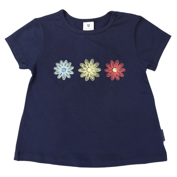 Korango Flower print swing top/Tee - Navy or Cloud