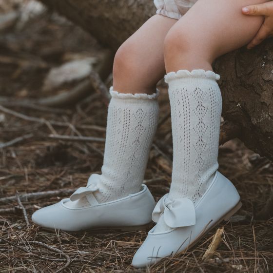 Bebe - Pointelle Knee High Socks - CLOUD , ALMOND or Dusky Pink